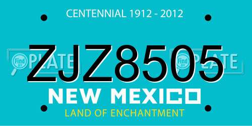 ZJZ8505 New Mexico License Plate
