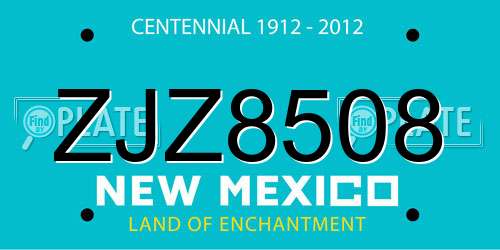 ZJZ8508 New Mexico License Plate