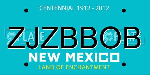 ZJZBBOB New Mexico License Plate