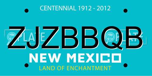ZJZBBQB New Mexico License Plate
