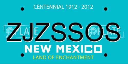 ZJZSSOS New Mexico License Plate