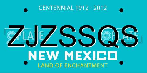 ZJZSSQS New Mexico License Plate