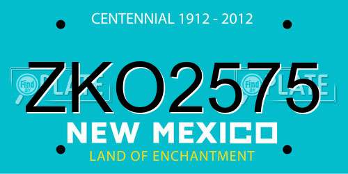 ZKO2575 New Mexico License Plate