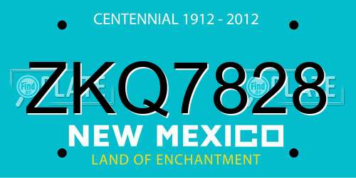 ZKQ7828 New Mexico License Plate