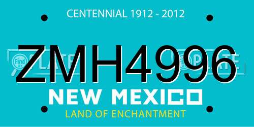 ZMH4996 New Mexico License Plate