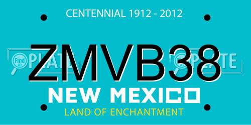 ZMVB38 New Mexico License Plate