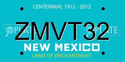 ZMVT32 New Mexico License Plate