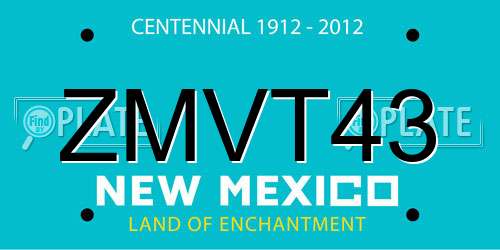 ZMVT43 New Mexico License Plate