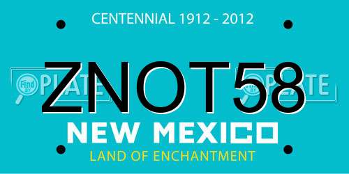 ZNOT58 New Mexico License Plate
