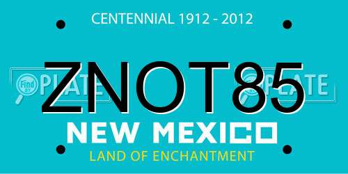 ZNOT85 New Mexico License Plate