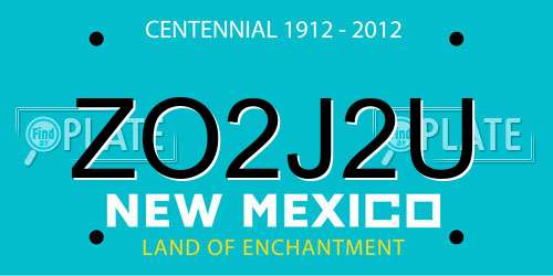 ZO2J2U New Mexico License Plate