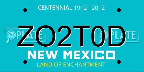 ZO2T0D New Mexico License Plate