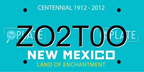 ZO2T0O New Mexico License Plate