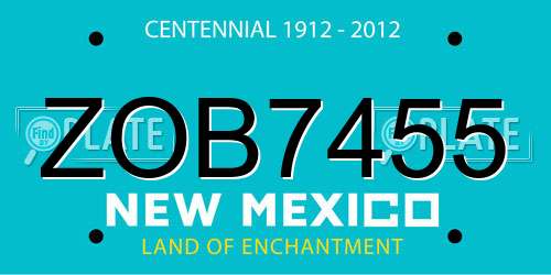 ZOB7455 New Mexico License Plate