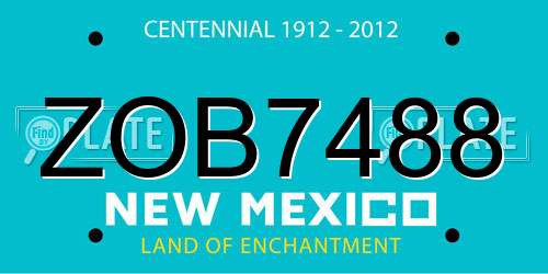 ZOB7488 New Mexico License Plate