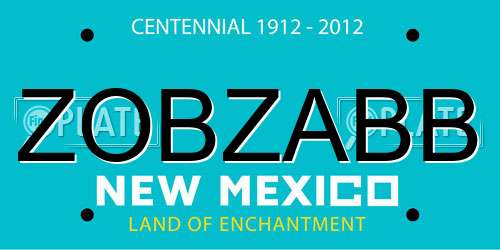 ZOBZABB New Mexico License Plate