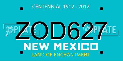 ZOD627 New Mexico License Plate