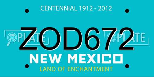 ZOD672 New Mexico License Plate