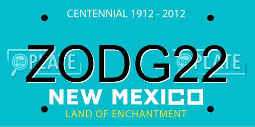 ZODG22 New Mexico License Plate