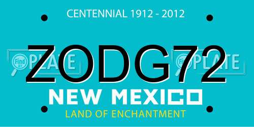 ZODG72 New Mexico License Plate