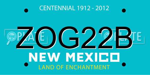 ZOG22B New Mexico License Plate