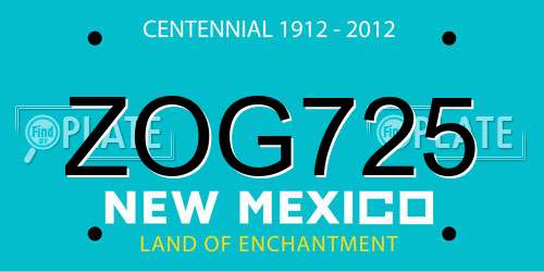 ZOG725 New Mexico License Plate