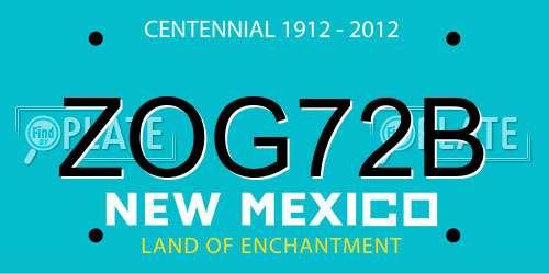 ZOG72B New Mexico License Plate