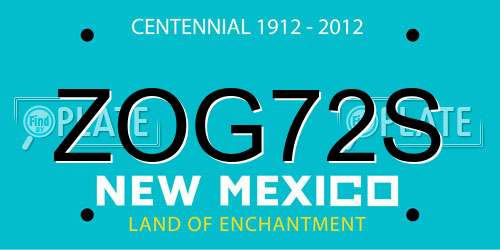 ZOG72S New Mexico License Plate
