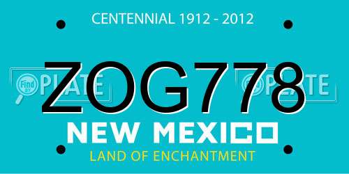 ZOG778 New Mexico License Plate