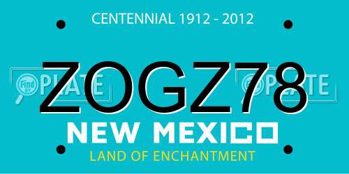 ZOGZ78 New Mexico License Plate