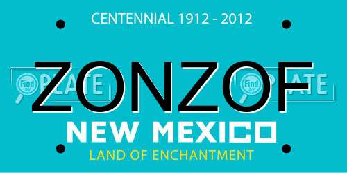 ZONZOF New Mexico License Plate