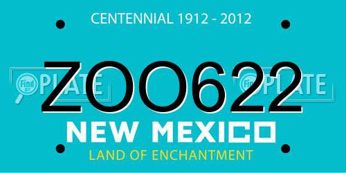 ZOO622 New Mexico License Plate