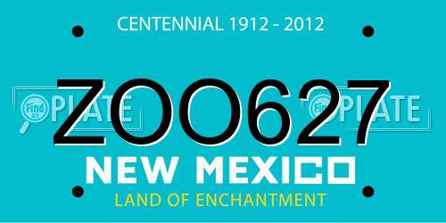 ZOO627 New Mexico License Plate