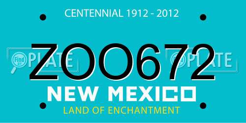 ZOO672 New Mexico License Plate