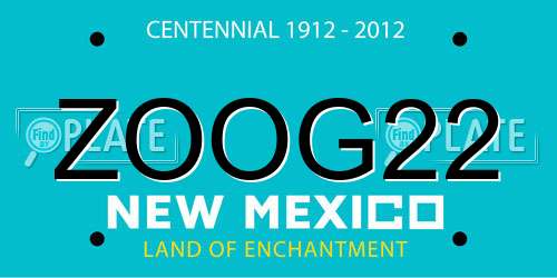 ZOOG22 New Mexico License Plate