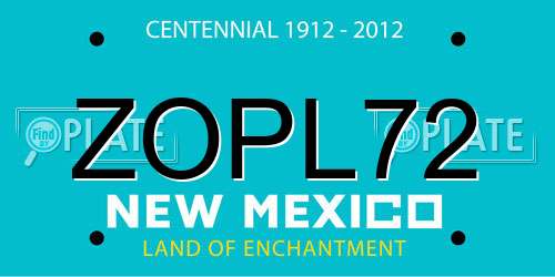 ZOPL72 New Mexico License Plate