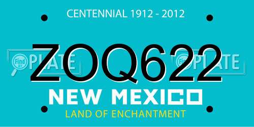 ZOQ622 New Mexico License Plate