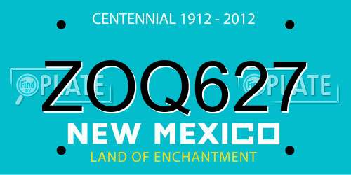 ZOQ627 New Mexico License Plate