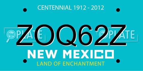 ZOQ62Z New Mexico License Plate