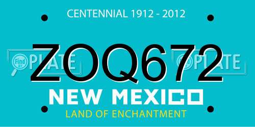 ZOQ672 New Mexico License Plate