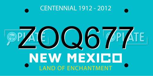 ZOQ677 New Mexico License Plate