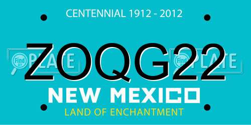 ZOQG22 New Mexico License Plate