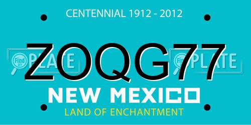 ZOQG77 New Mexico License Plate