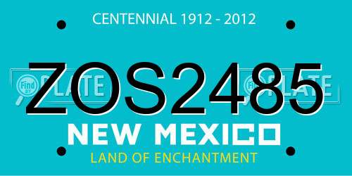 ZOS2485 New Mexico License Plate