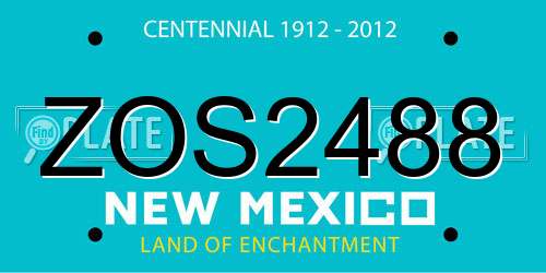 ZOS2488 New Mexico License Plate