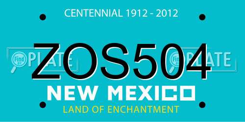 ZOS504 New Mexico License Plate