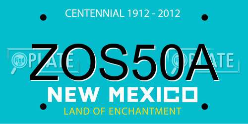 ZOS50A New Mexico License Plate