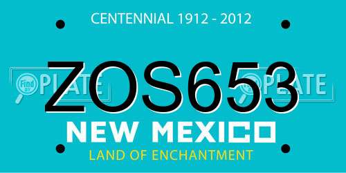 ZOS653 New Mexico License Plate
