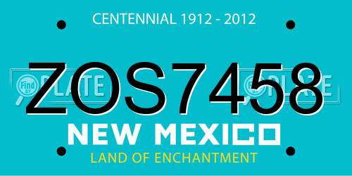ZOS7458 New Mexico License Plate