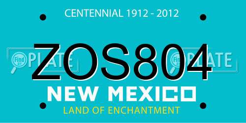 ZOS804 New Mexico License Plate